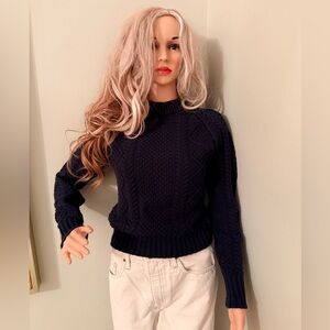 New LL Bean High Quality Navy Cable Knit Sweater!